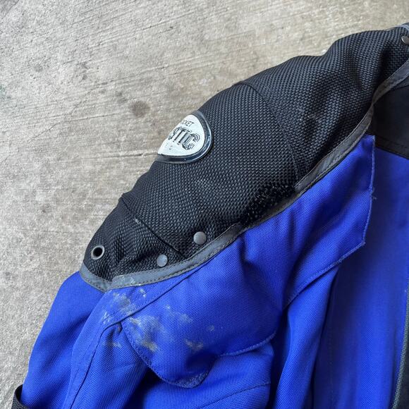 VINTAGE JOE ROCKET MOTORYCLE JACKET ARMORED PADDED MENS MEDIUM RIDING MOTO BLUE - Picture 5 of 5